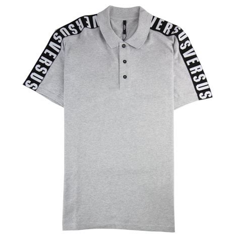 versus versace logo tape polo shirt|Versace Versus Shoulder Tape Logo Polo Shirt Light Grey.